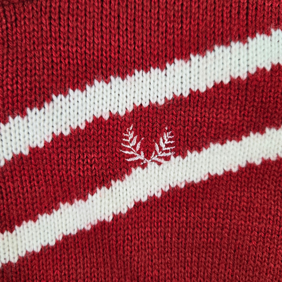 90s Y2K Red Striped Retro Full Zip Mock Neck Bubblegum Sweater Size Medium - Picture 3 of 6